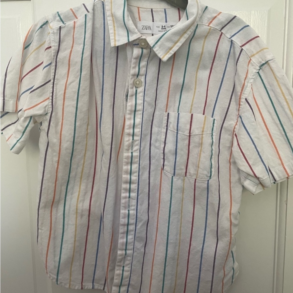 Zara Kids Multicolor Striped Button Down Shirt